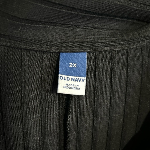 Old Navy Womens XXL Black Ribbed Knit Sweater Dress Long‎ Sleeve Belt 1/4 Button - Picture 13 of 14